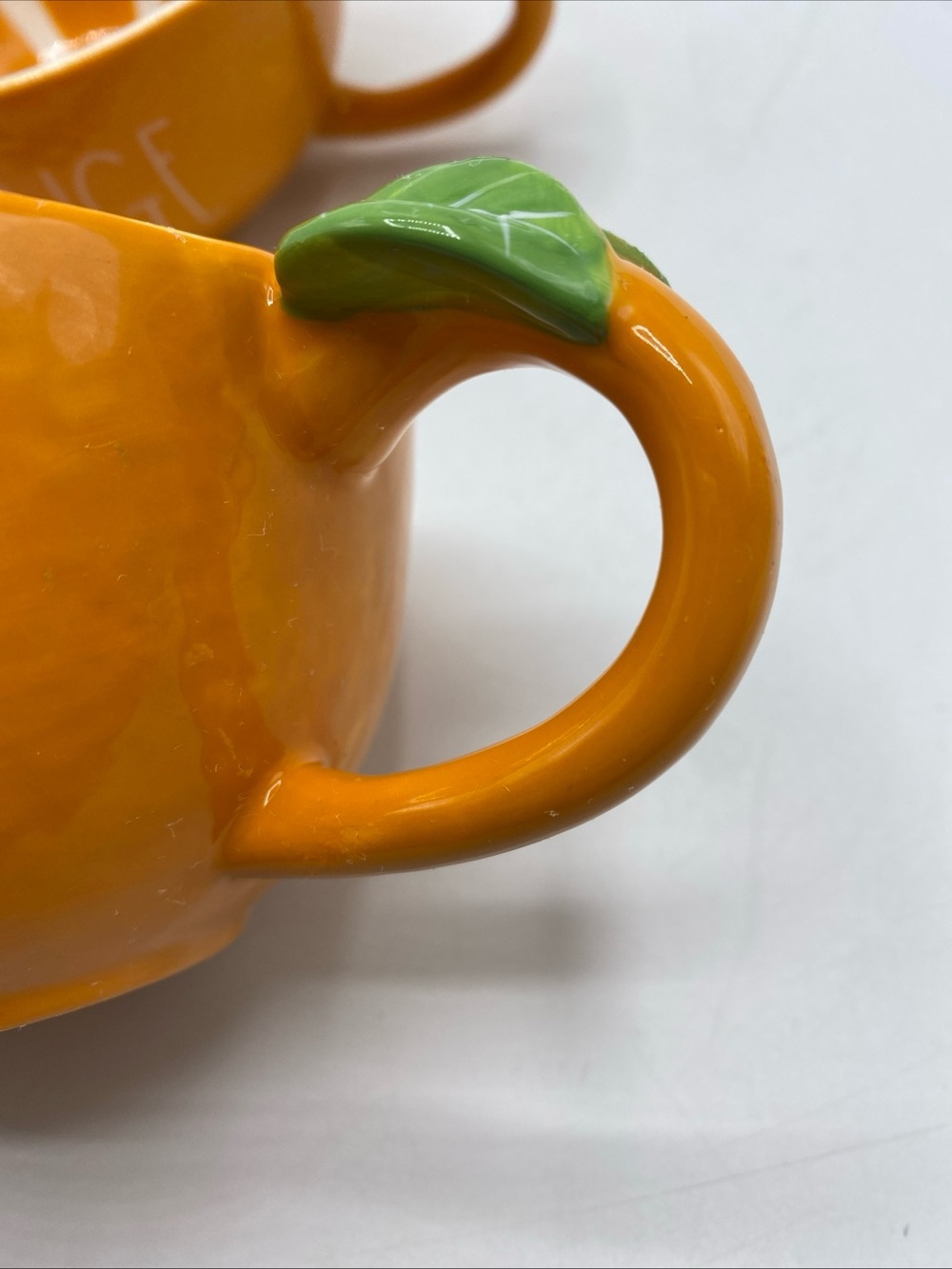 Rae Dunn Orange Slice coffee cups Ceramic Set of 2 Fruit Artesian Magenta - Picture 4 of 9